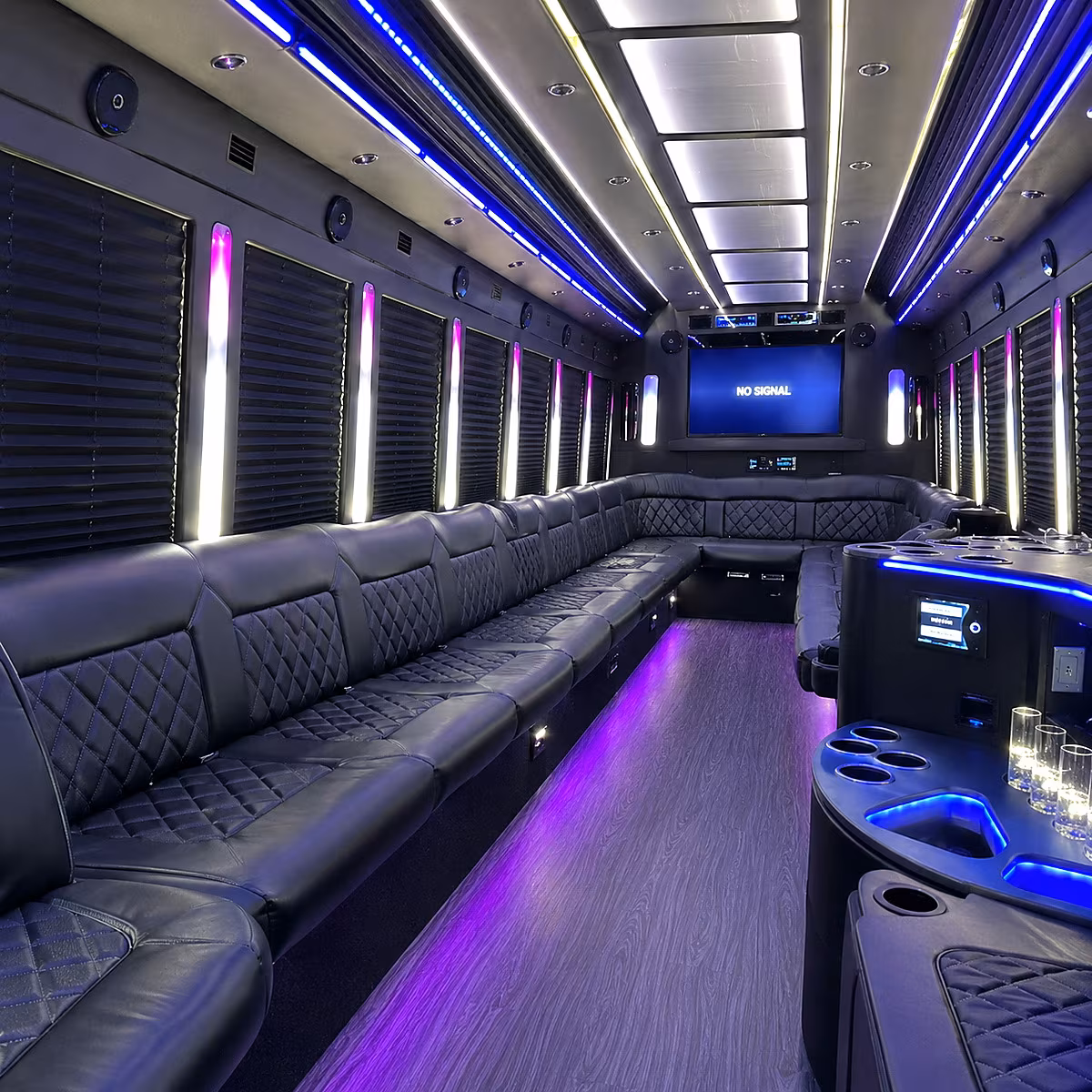 Chesapeake Wedding Transportation party bus interior
