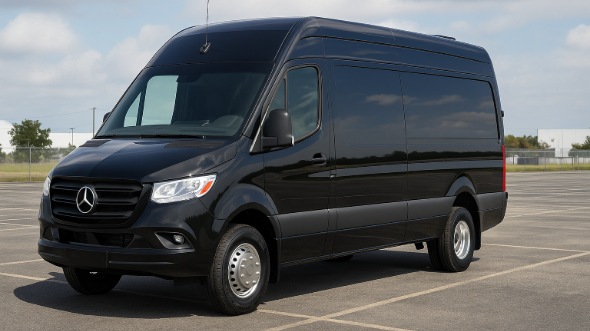 Exterior of Charter Bus Company Hampton's 14 Passenger Sprinter Limousine in Hampton