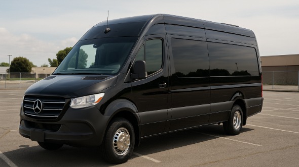Exterior of Charter Bus Company Richmond's 14 Passenger Sprinter Limousine in Richmond