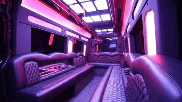 Interior of Charter Bus Company Rocky Mount's 15 Passenger Party Bus in Rocky Mount