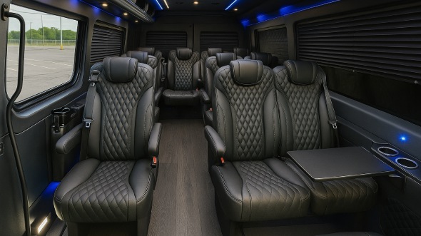 Interior of Charter Bus Company Chesapeake's 18 Passenger Minibus in Chesapeake