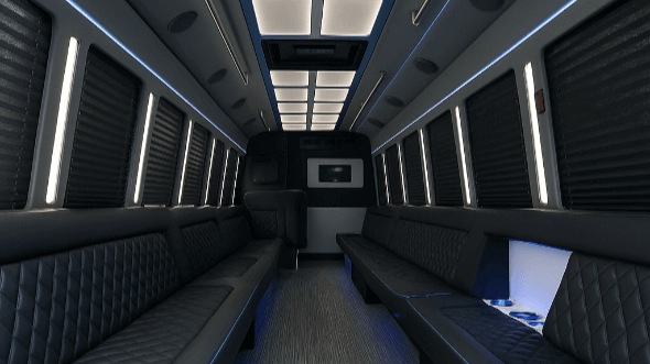 Interior of Charter Bus Company Fayetteville's 25 Passenger Party Bus in Fayetteville