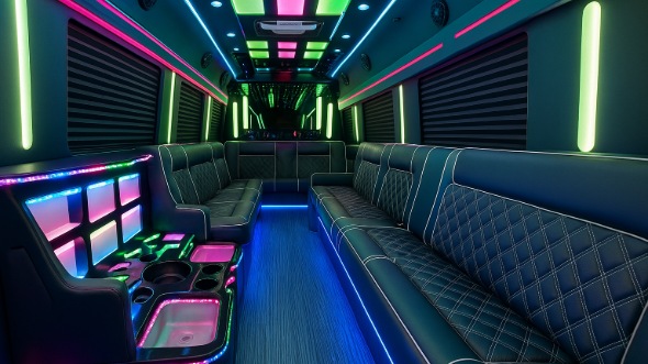 Interior of Charter Bus Company Norfolk's 25 Passenger Party Bus in Norfolk