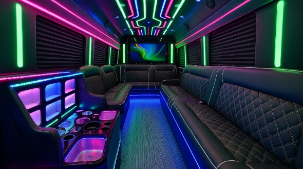 Interior of Charter Bus Company Portsmouth's 28 Passenger Party Bus in Portsmouth