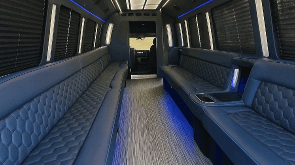 Interior of Charter Bus Company Hampton's 30 Passenger Party Bus in Hampton