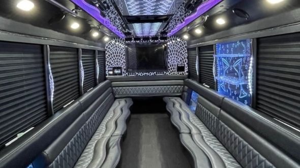 Interior of Charter Bus Company Rocky Mount's 30 Passenger Party Bus in Rocky Mount