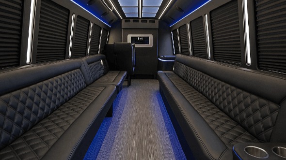 Interior of Charter Bus Company Hampton's 40 Passenger Party Bus in Hampton