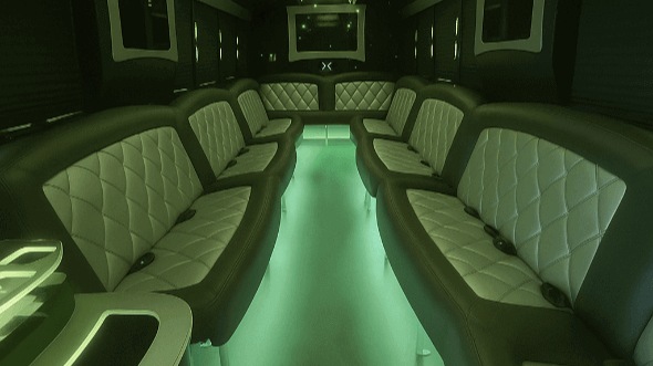 Interior of Charter Bus Company Suffolk's 40 Passenger Party Bus in Suffolk